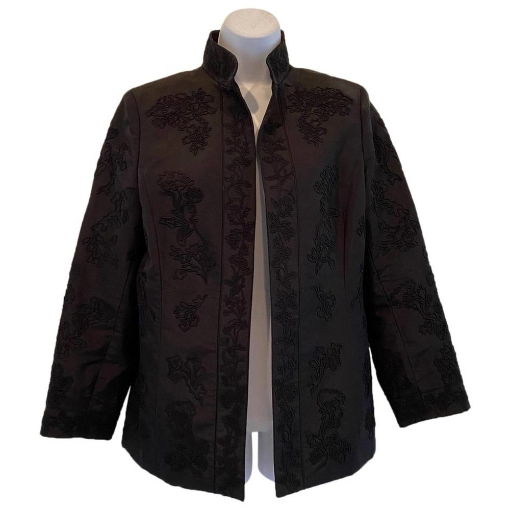 Linda Allard Ellen Tracy  Black Silk Blazer 10